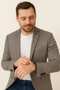 BRACELET HOMME « SHUNGITE + QUARTZ FUME+ AMETHYSTE »
