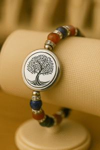 BRACELET FEMME ANTI-ONDES « CORNALINE RUBANNEE, JADE NEPHRITE & LAPIS LAZULI »