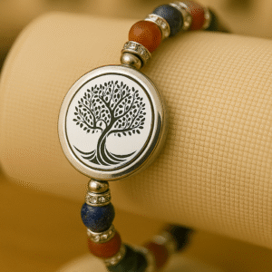 BRACELET FEMME ANTI-ONDES « CORNALINE RUBANNEE, JADE NEPHRITE & LAPIS LAZULI »