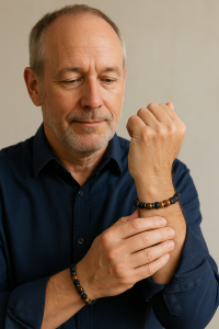 BRACELET HOMME OEIL DE TIGRE &  PIERRE DE LAVE