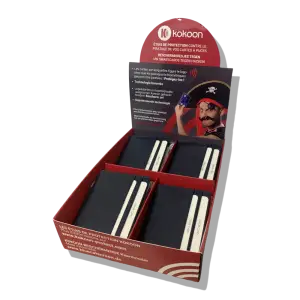Présentoir de 8 Protège CB Barrière RFID en cuir 4 cartes bleu nuit
