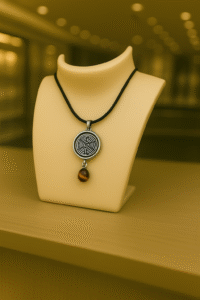 Collier Anti Ondes Mixte avec pendentif métal et pierre Œil de Tigre