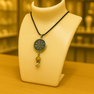 Collier Anti Ondes avec pendentif métal et pierres Jaspe Paysage et Howlite