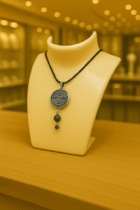 Collier Anti Ondes avec pendentif métal et pierre Larkivite