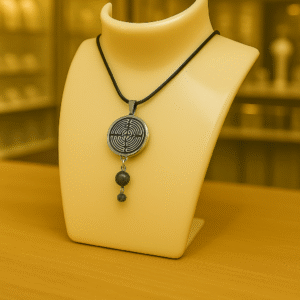 Collier Anti Ondes avec pendentif métal et pierre Larkivite
