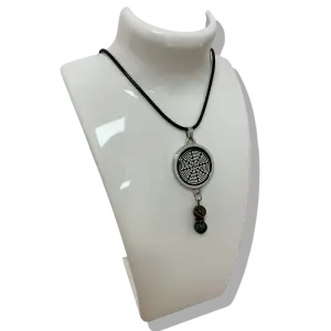 Collier Anti Ondes Mixte avec pendentif métal et pierre Œil de Tigre et Jaspe Kambaba