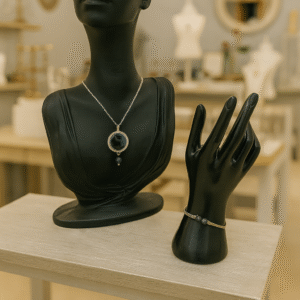 DUO PENDENTIF ANTI ONDE METAL  ET PIERRES JASPE KAMBABA  AVEC SON BRACELET ASSORTI