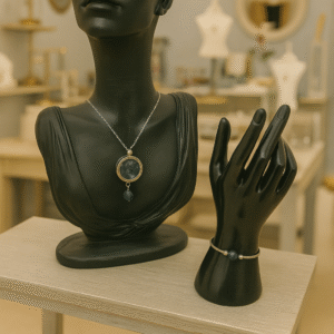 DUO PENDENTIF ANTI ONDE METAL ET PIERRES LARKIVITE AVEC SON BRACELET ASSORTI