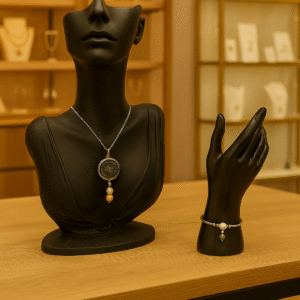 DUO PENDENTIF ANTI ONDE METAL  ET PIERRE JASPE PAYSAGE AVEC SON BRACELET ASSORTI