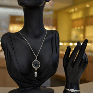 DUO PENDENTIF ANTI ONDE METAL  ET PIERRE QUARTZ ROSE AVEC SON BRACELET ASSORTI