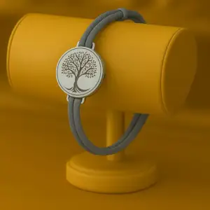 Bracelet Anti ondes & scalaire cordelette Gris Bleuté