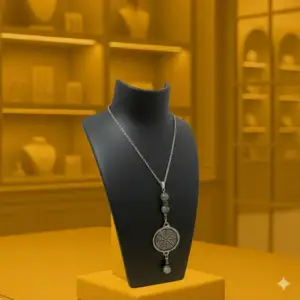 Collier Anti Ondes & Scalaire avec pendentif métal et pierres Labradorite
