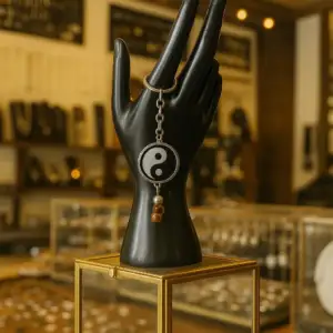 Porte Clefs Anti Ondes & scalaire avec pierres Œil de Tigre