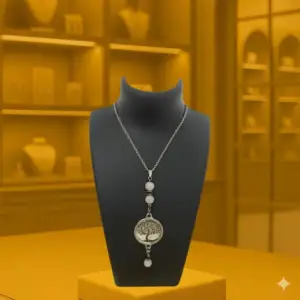 Collier Anti Ondes & Scalaire avec pendentif métal et pierres Quartz rose