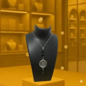 Collier Anti Ondes & Scalaire avec pendentif métal et pierres Shungite