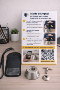 KITDEC Kit d’Essai Pochette Anti-Ondes avec Base de Verrouillage avec Clé de protection
