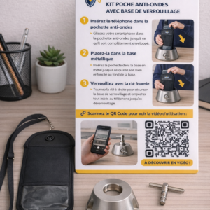 KITDEC Kit d’Essai Pochette Anti-Ondes avec Base de Verrouillage avec Clé de protection